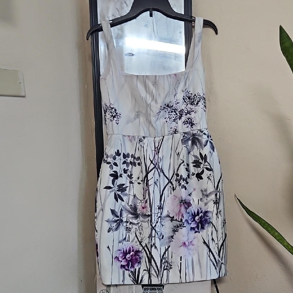 Floral White and Purple Dress